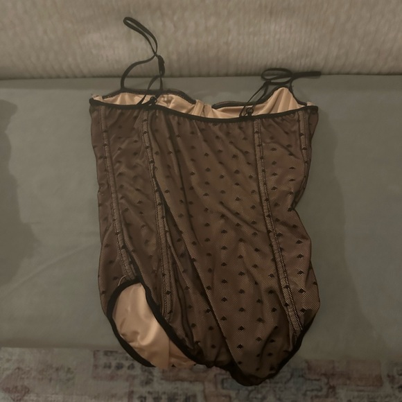 White Fox Black and Sheer Polka Dot Bodysuit / XS - Picture 2 of 2